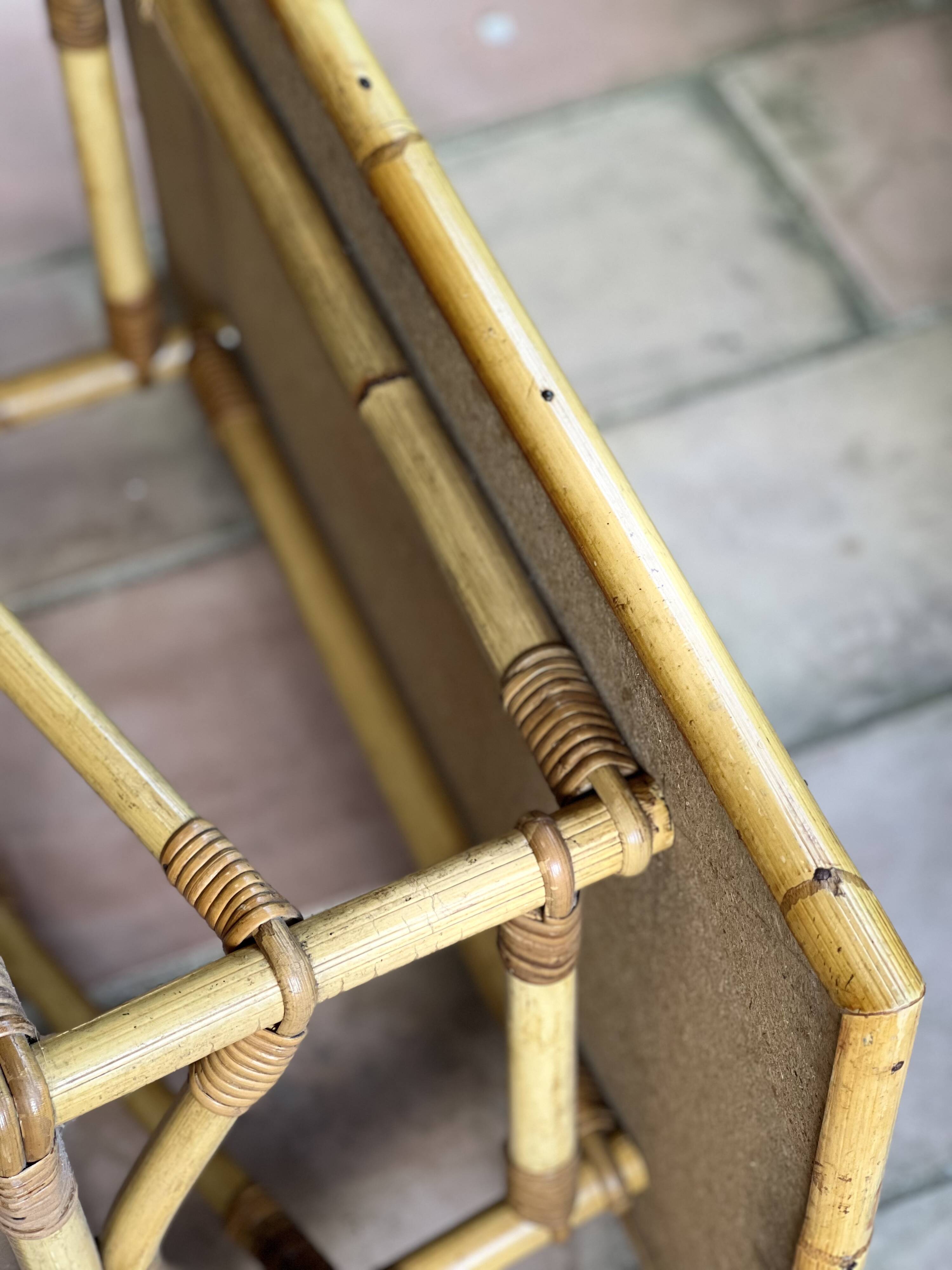Rattan and ceramic coffee table leduc vallauris