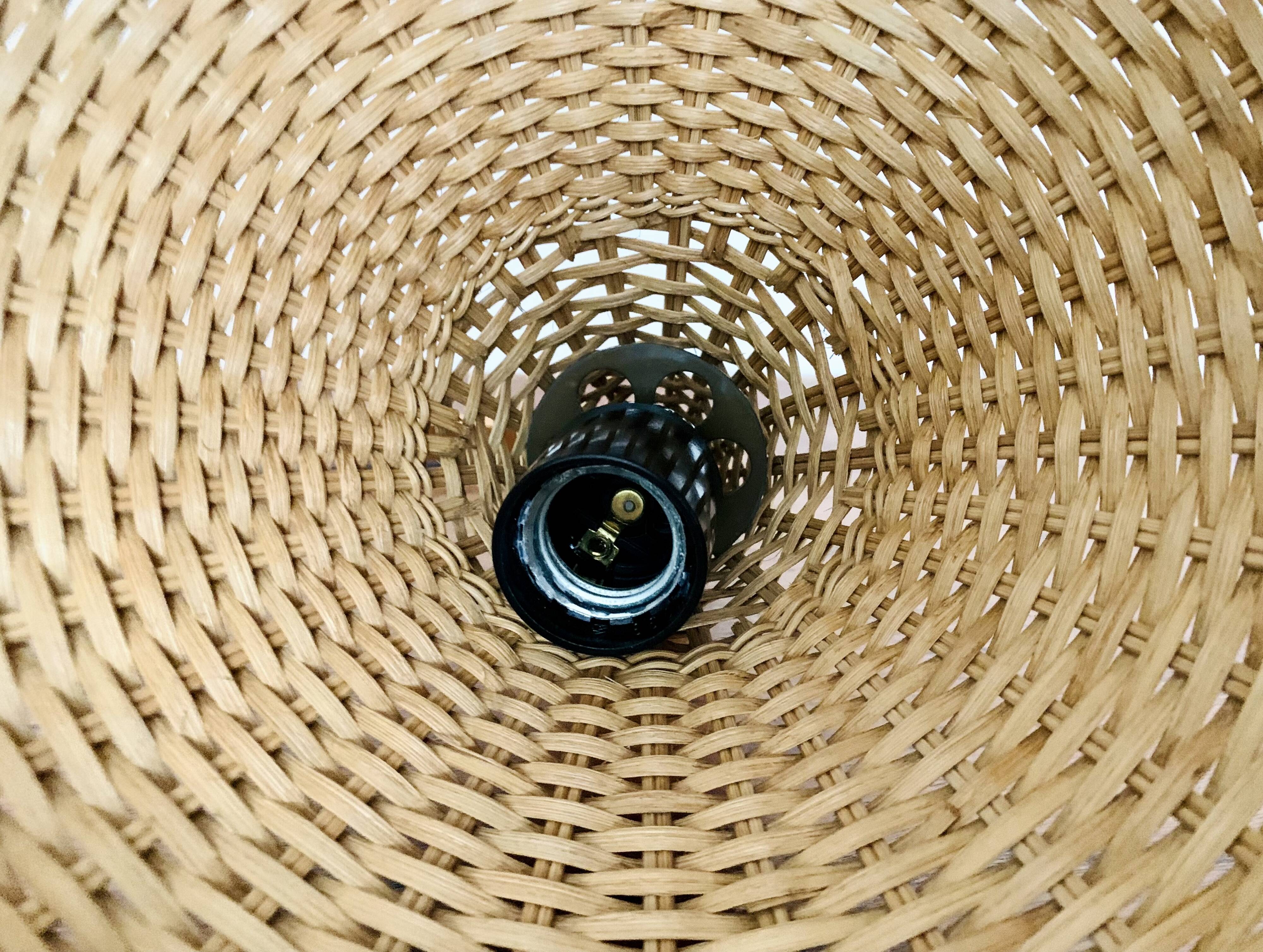 Danish Teak and Wicker Wall Lamp