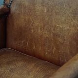 Sheepskin Leather Art Deco Design Armchair