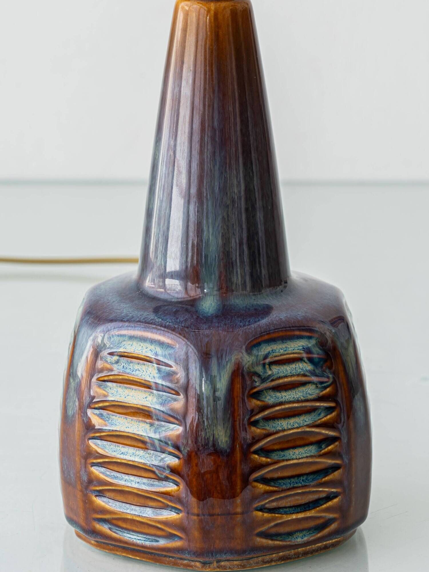 Søholm Danish Modern Stoneware Table Lamp, Brown and Blue Glaze, New Shade