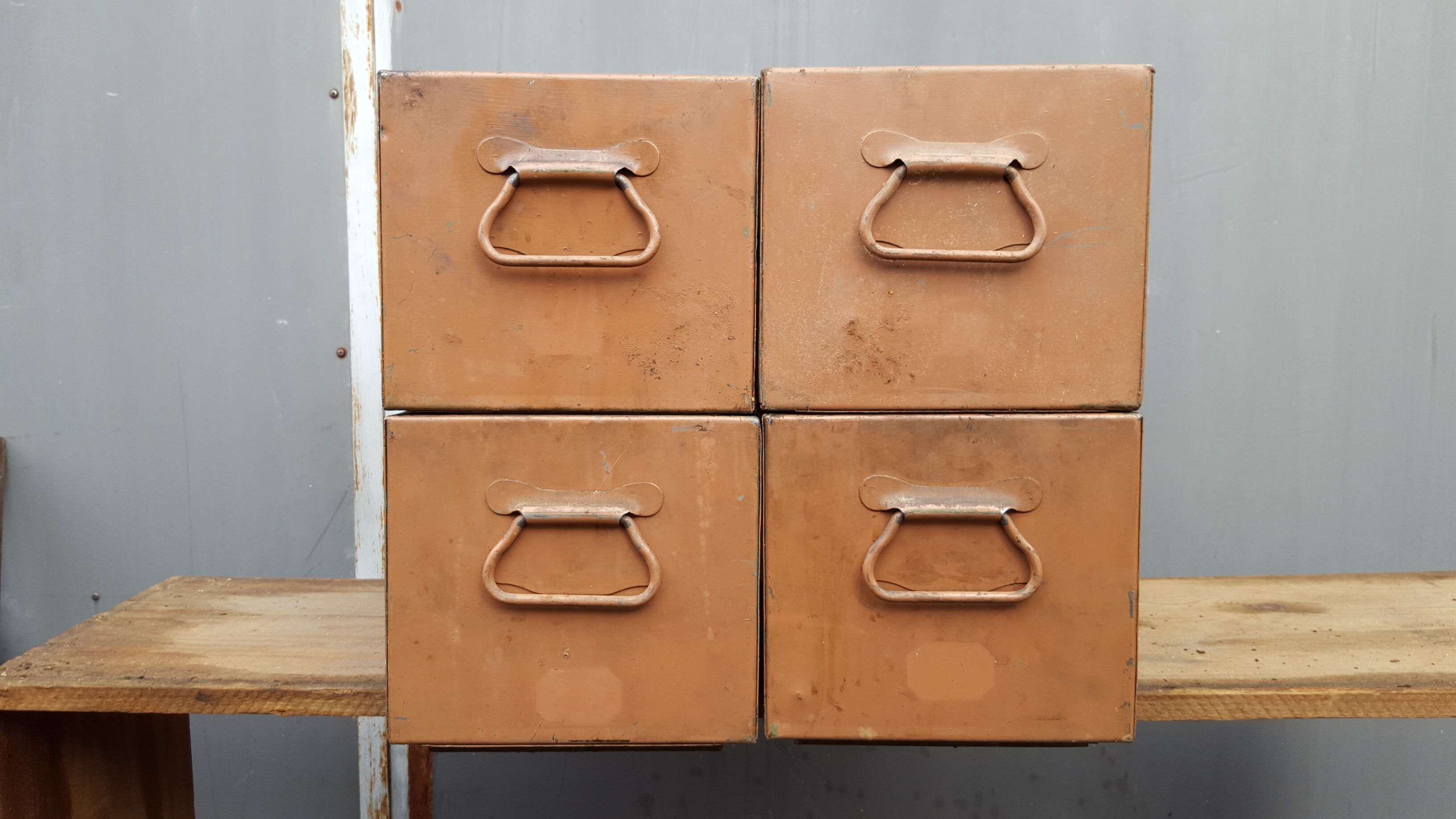 Set of 4 industrial metal lockers