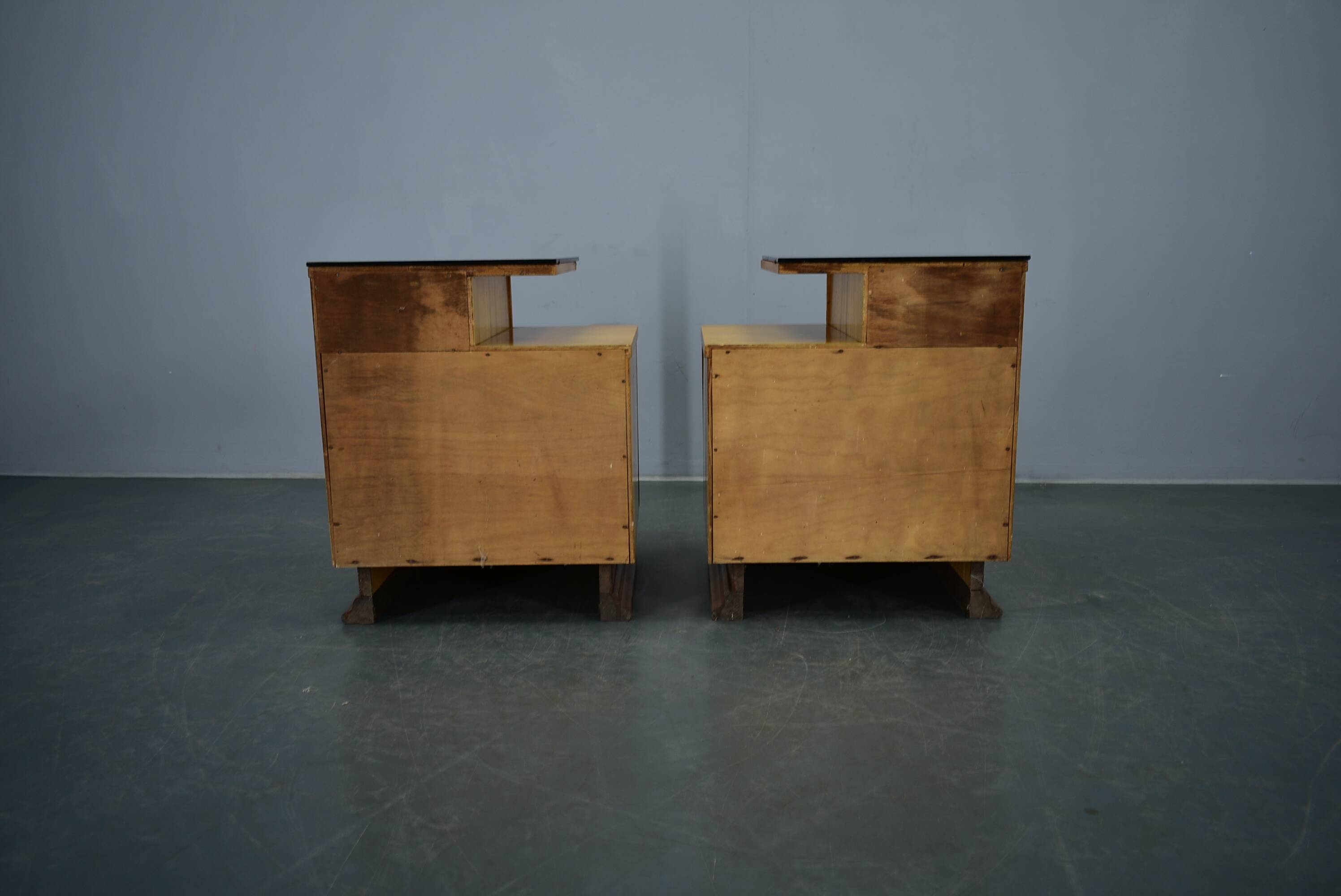 1942s set of bedside tables by Jindrich Halabala, Czechoslovakia