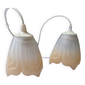 Set of 2 art deco tulip-shaped pendant lights