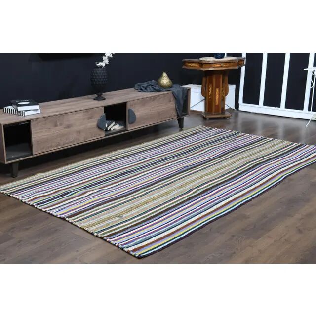 Tapis turc Oushak fait main en laine et coton multicolore, années 1970