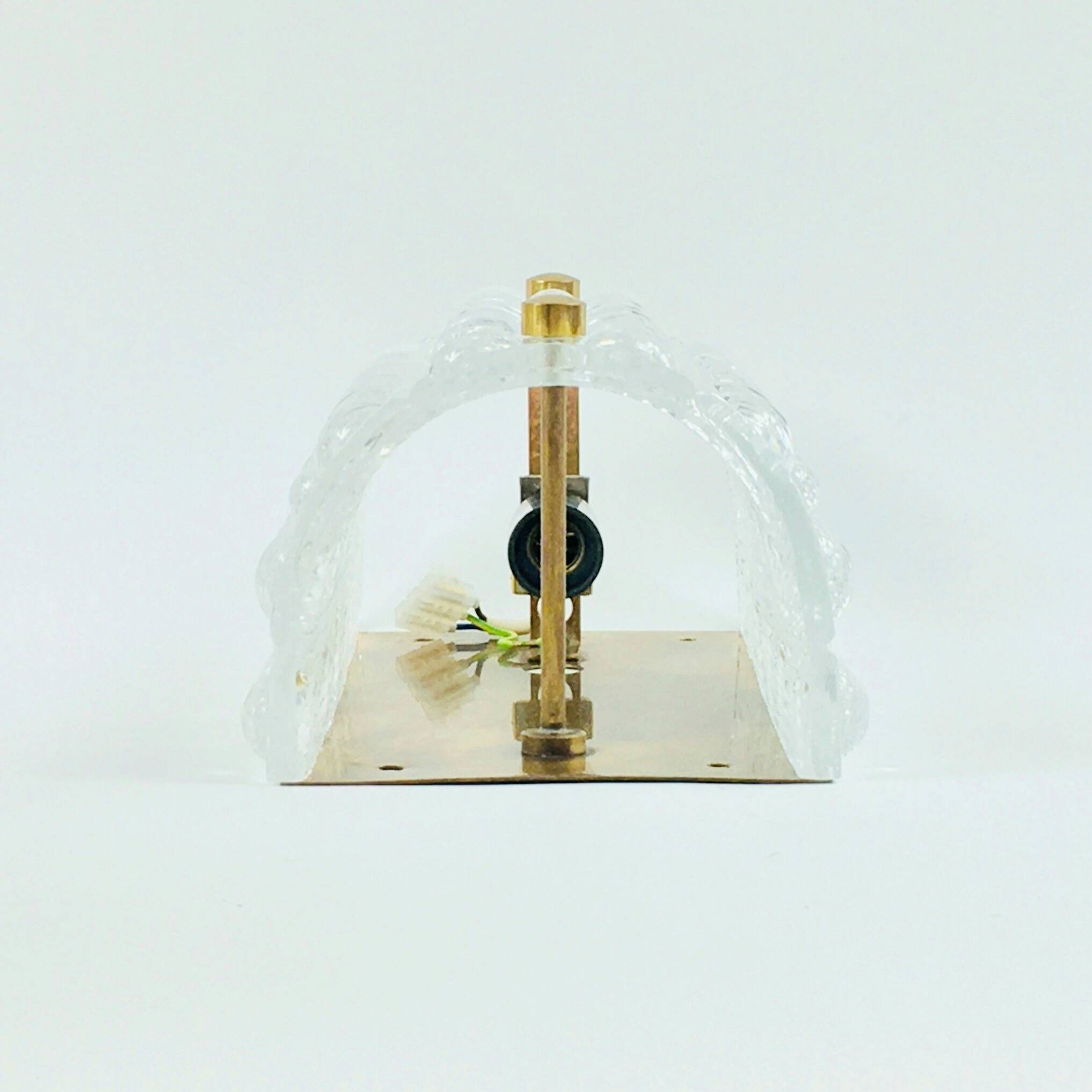 Pair Mid Century Scandinavian Glass & Brass Wall Lamps - C.Fagerlund, 1960s