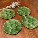 Pop-up Christmas 2022 - set of 4 oyster plates in green slip from Gien 1970
