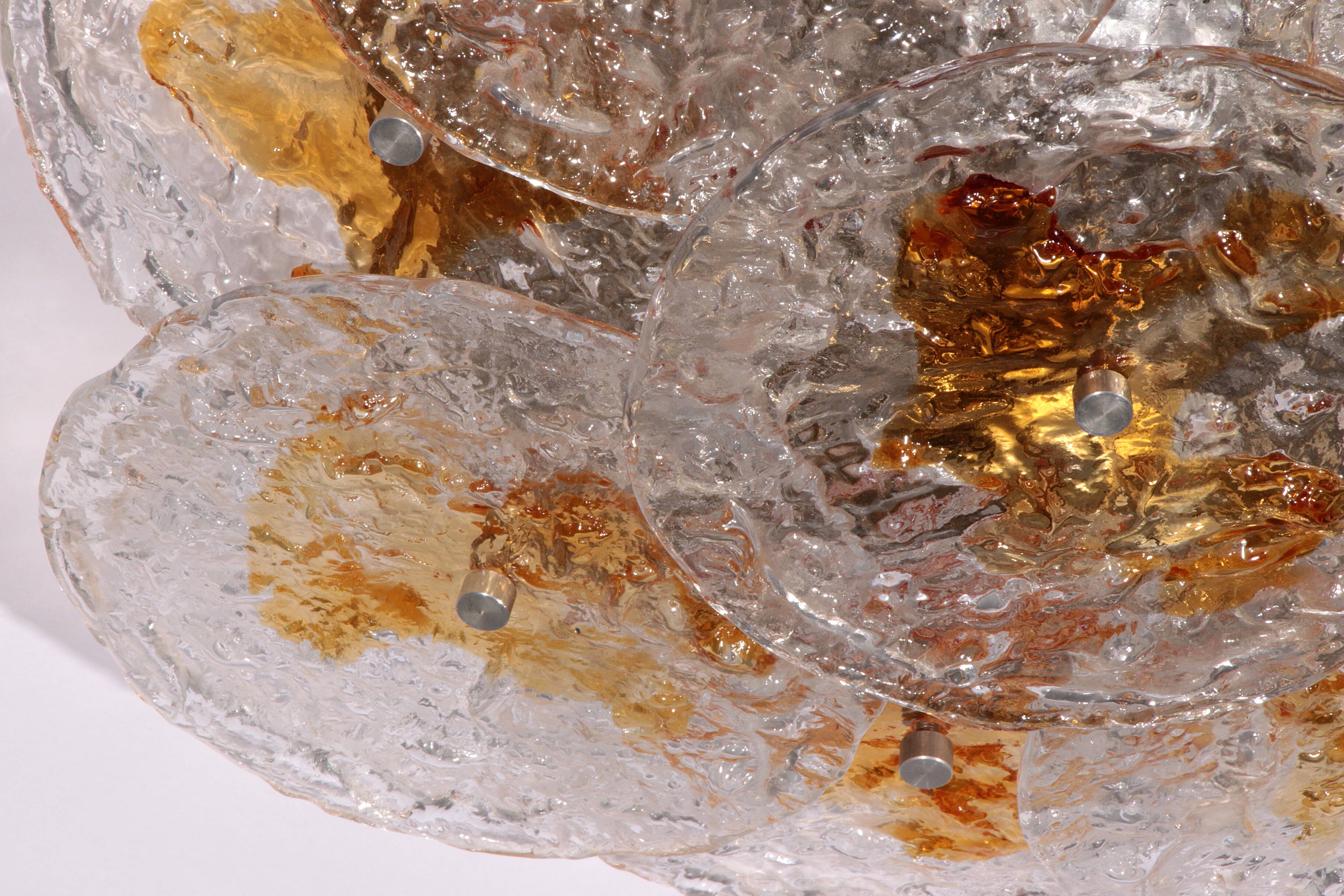 Large Flush Mount Murano Glass , Italy, 1970s