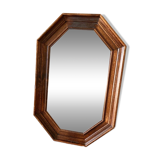 Vintage dark wood octagonal mirror