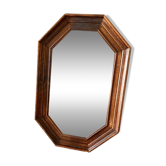 Vintage dark wood octagonal mirror