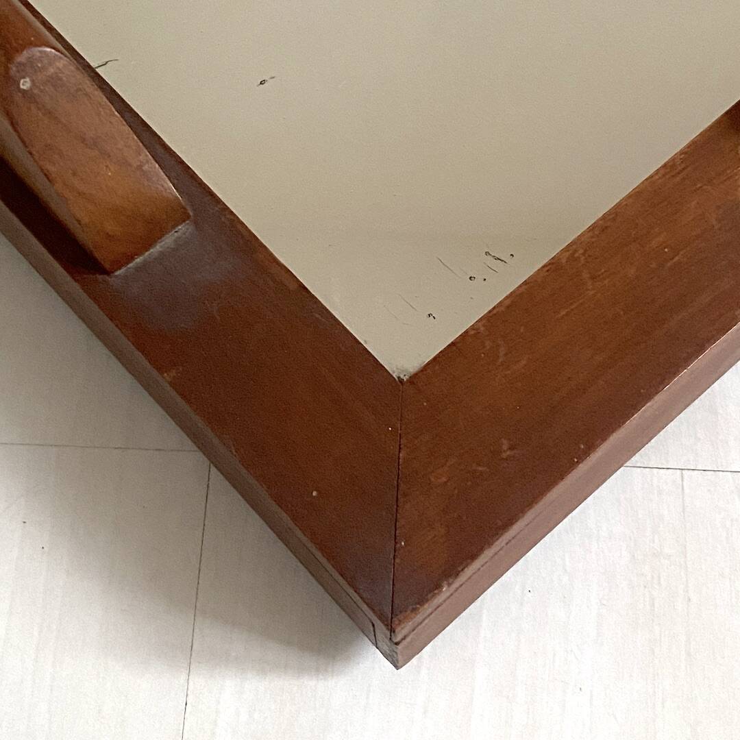 1930s wooden and mirror tray