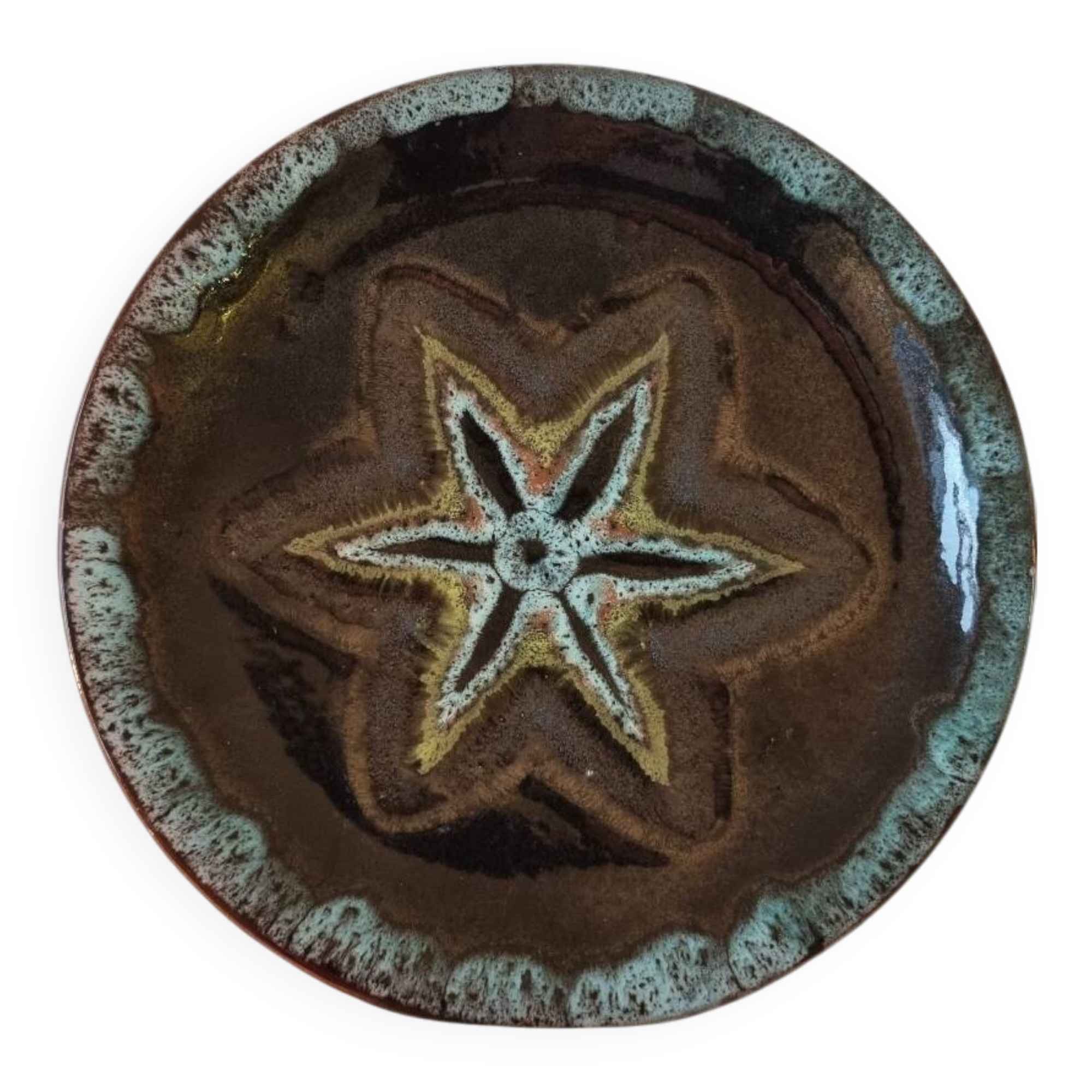 Decorative star plate ceramic Marius Giuge Vallauris