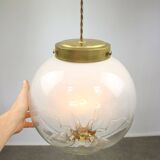 Mid-century Murano Glass & Brass Pendant from Mazzega, 60s