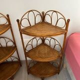 Corner bedside tables in rattan