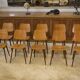 Set of 10 oak chairs from the 1960s.