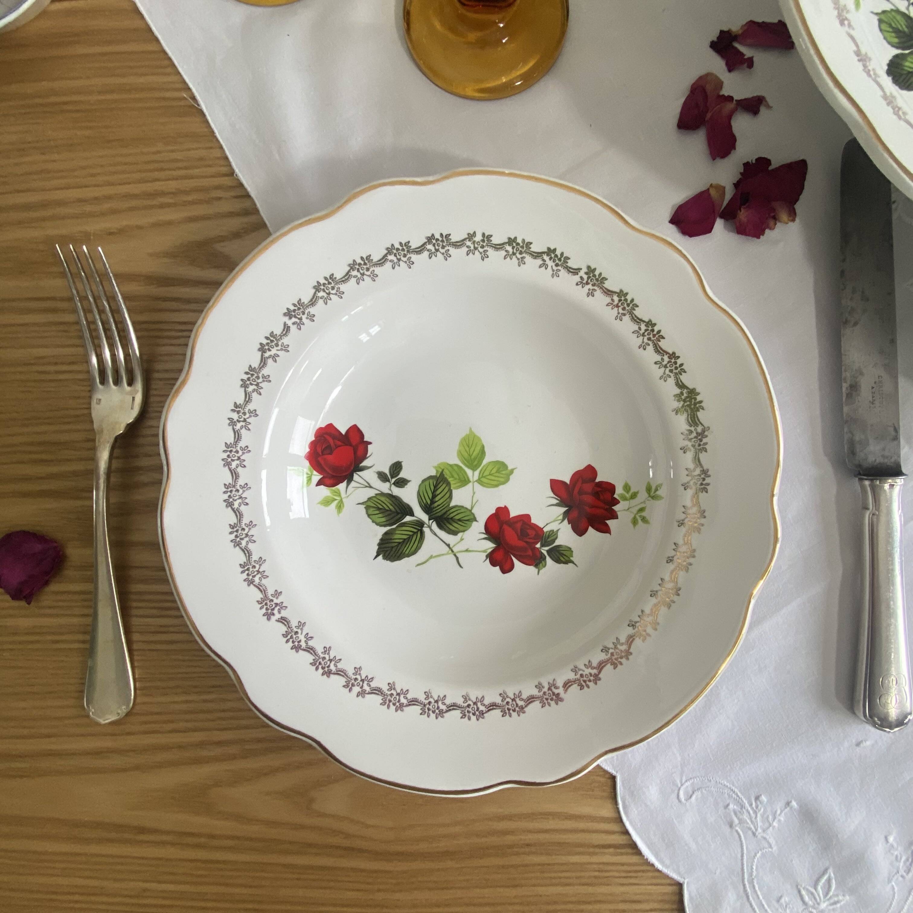 6 assiettes creuses faïence ancienne manufacture française de Sarreguemines