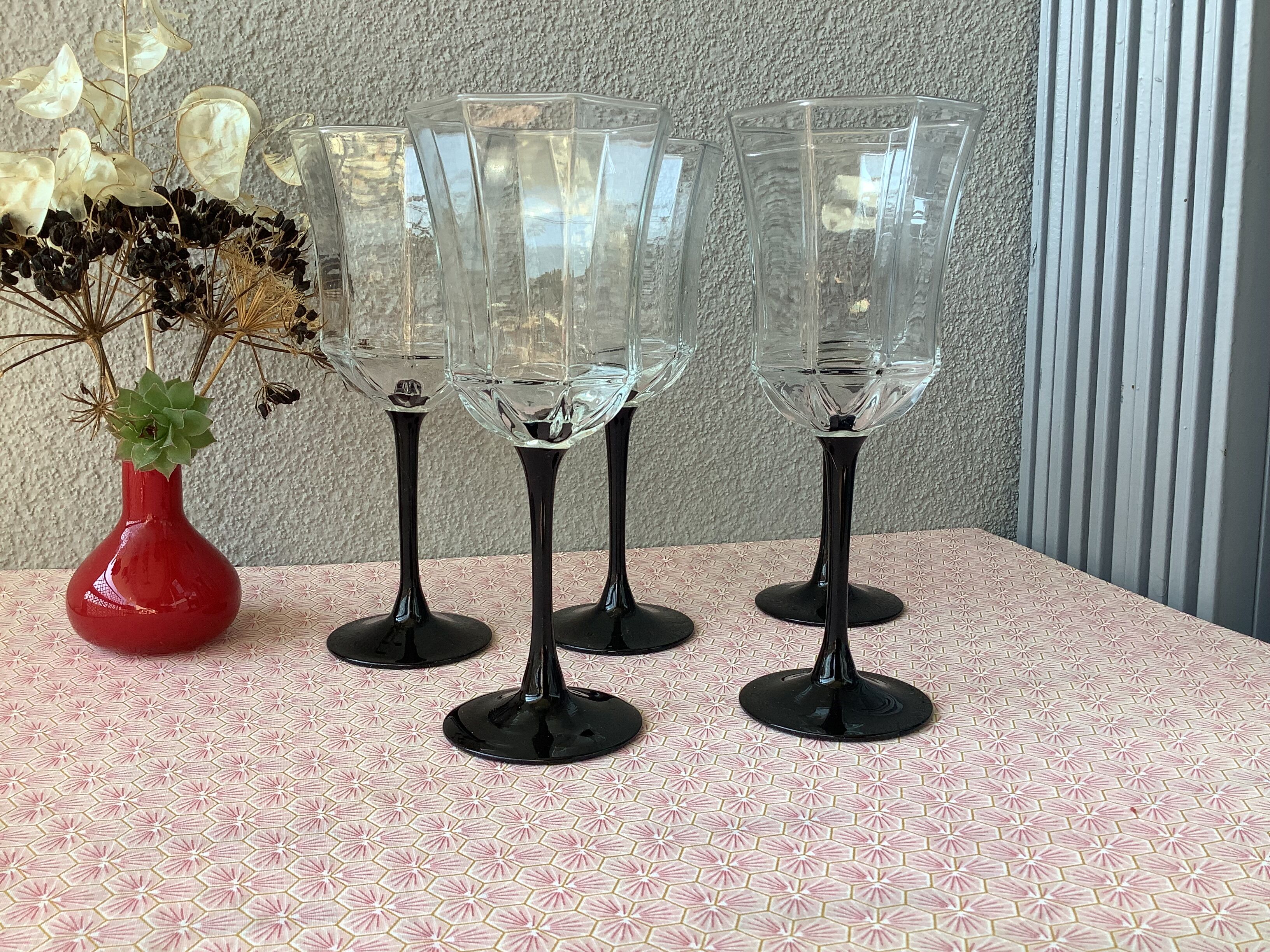 Verres Luminarc Octime à pied noir style art déco