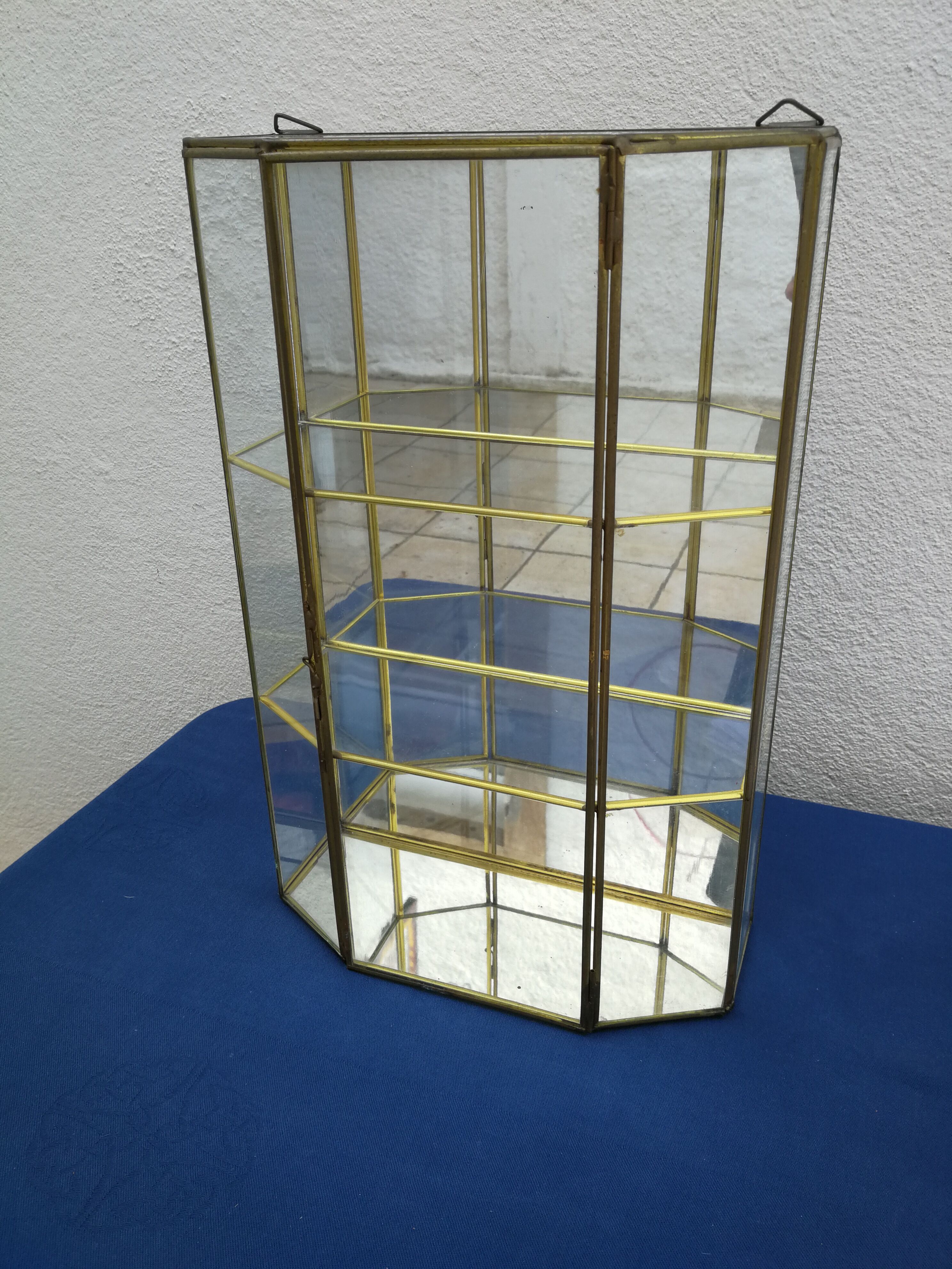 Vintage glass and brass showcase