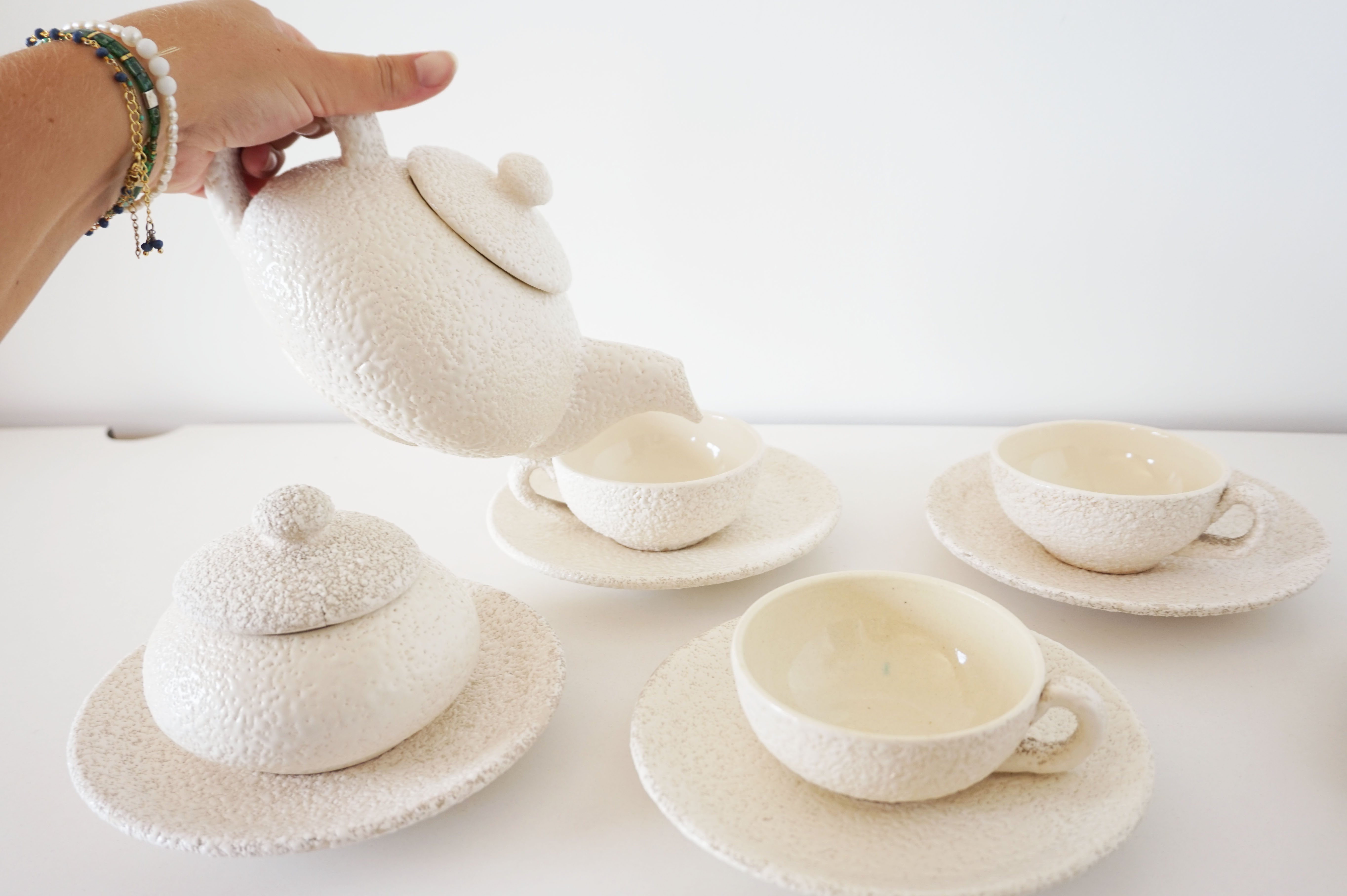 White ceramic coffee or tea set