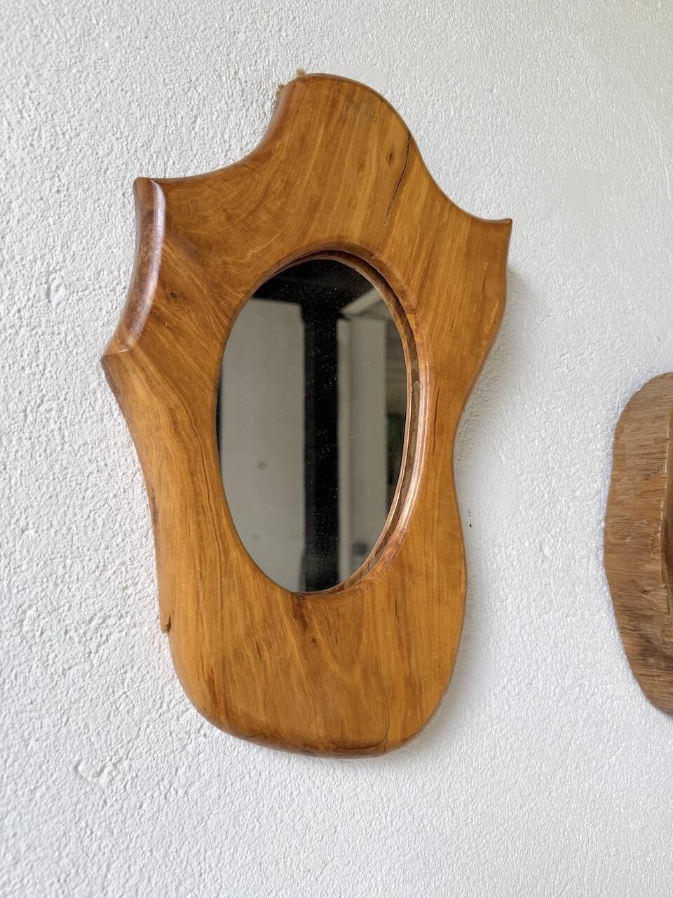Set de 4 miroirs organiques brutalistes en bois années 50