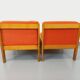 Set of 2 vintage Baumann armchairs in orange fabric and wood from the 80s