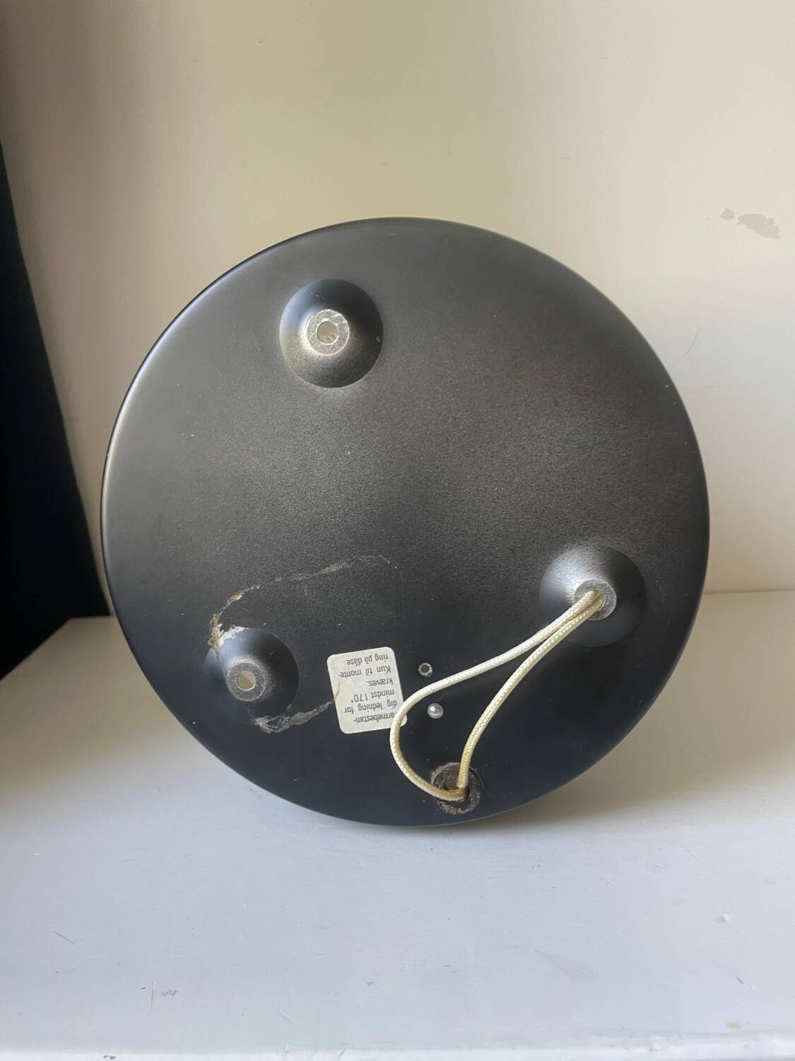 Vintage Scandinavian Midcentury wall or ceiling light in metal & glass