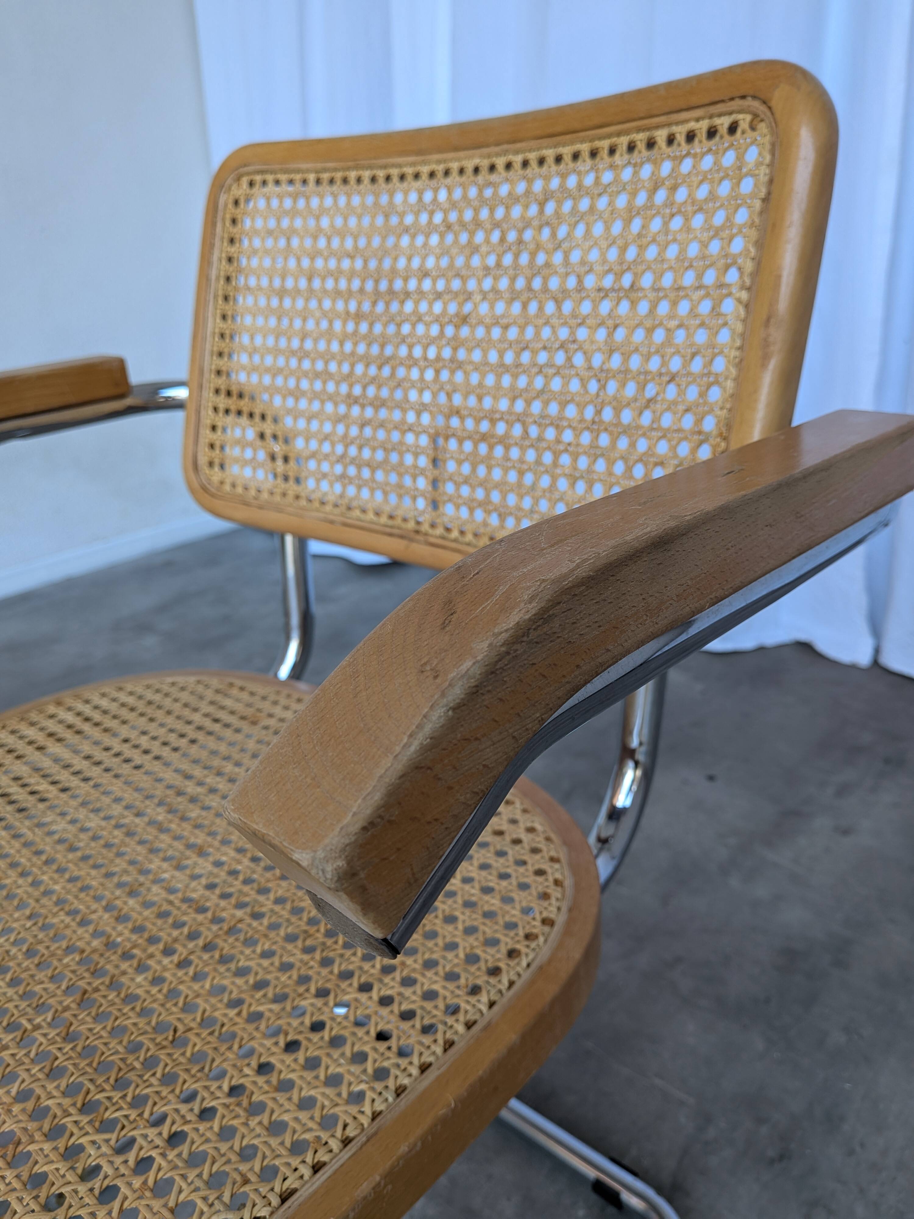 Vintage Cesca Cane Chair: 1970s Italian Mid-Century Modern Armchair