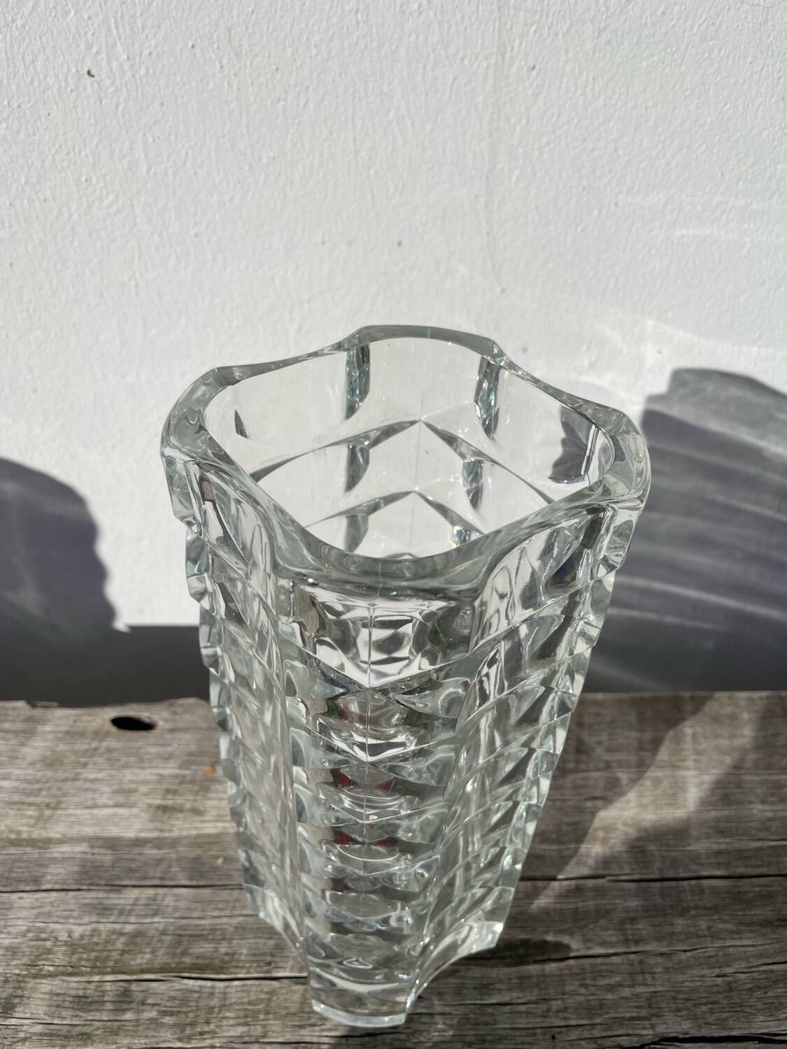 Classic clear thick glass vase