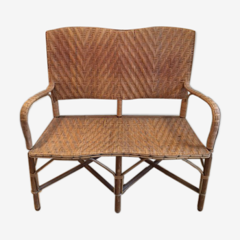 Rattan and wicker bench 1960