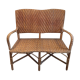 Rattan and wicker bench 1960