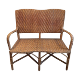 Rattan and wicker bench 1960