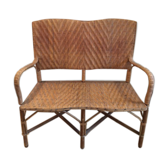 Rattan and wicker bench 1960