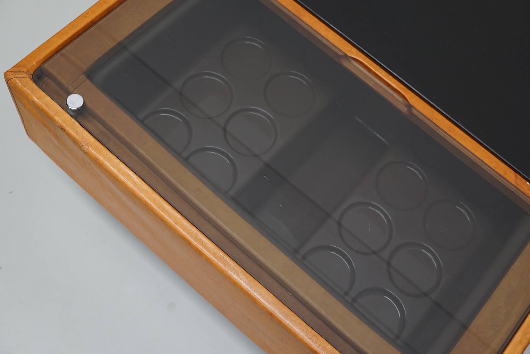 Vintage Cognac Leather Coffee Table / Bar by De Sede, 1960/70s