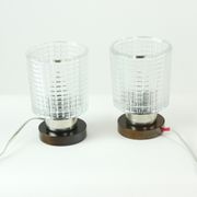 Set of 2 table lamps in glass and wood, Czechoslovakia 1960s