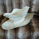 Antique sauce boat in Longwy ironstone.