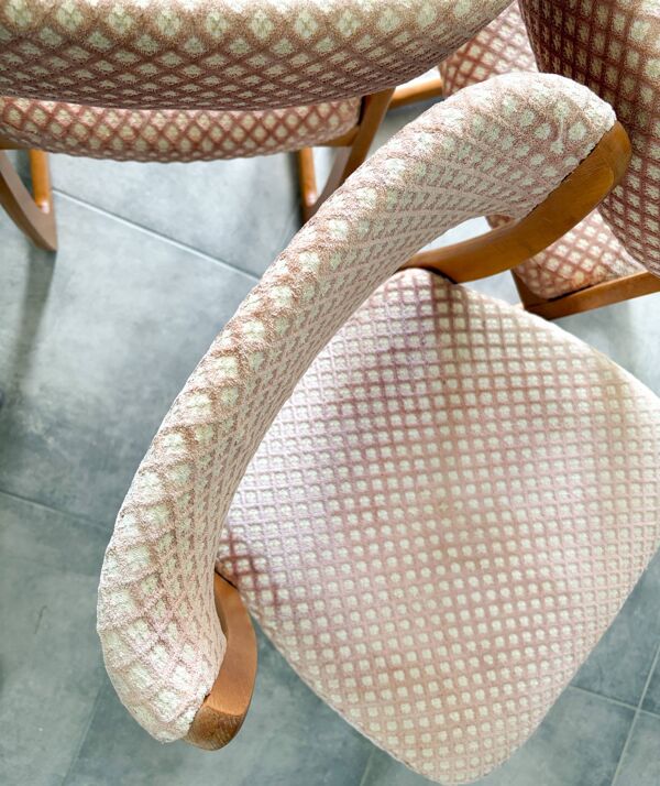 Lot de 3 chaises traineau SELF , dlg de Baumann , 1970'