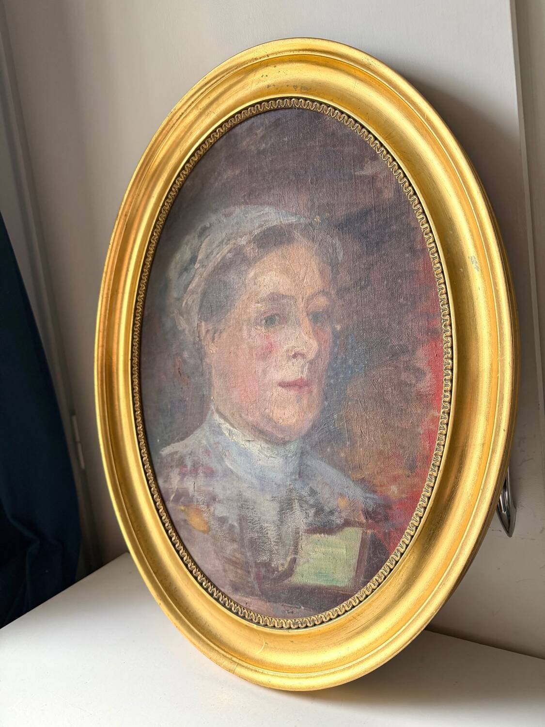 Antique Portrait Oil Painting With Wooden gilded frame 58cm x 45cm