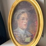 Antique Portrait Oil Painting With Wooden gilded frame 58cm x 45cm