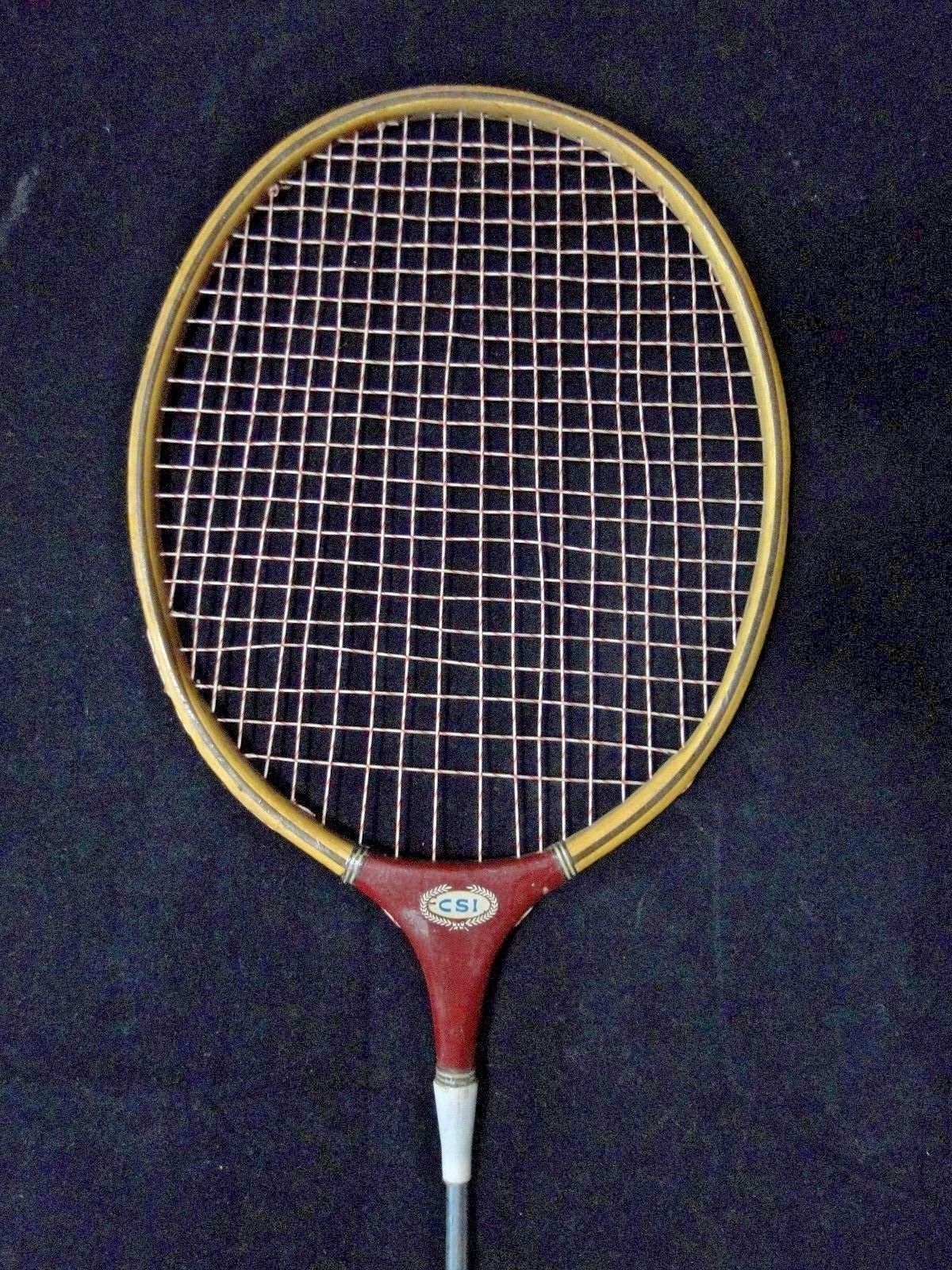 Two badminton rackets csi collector vintage wood and metal 1970