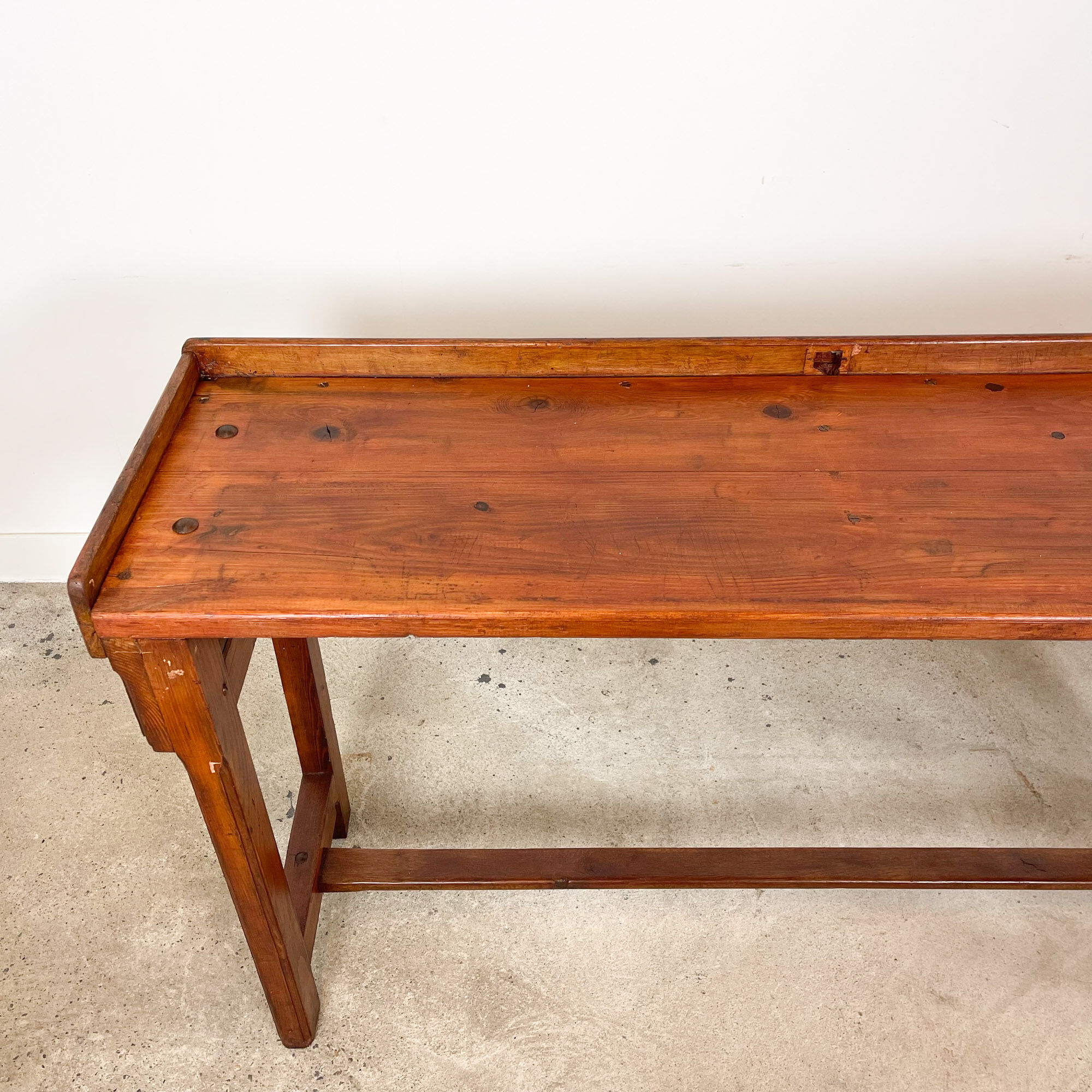 Large industrial wooden console table