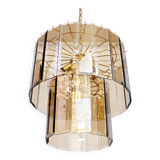Italian chandelier in brass and beveled glass