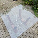 Table basse Art déco en verre, bois et laiton