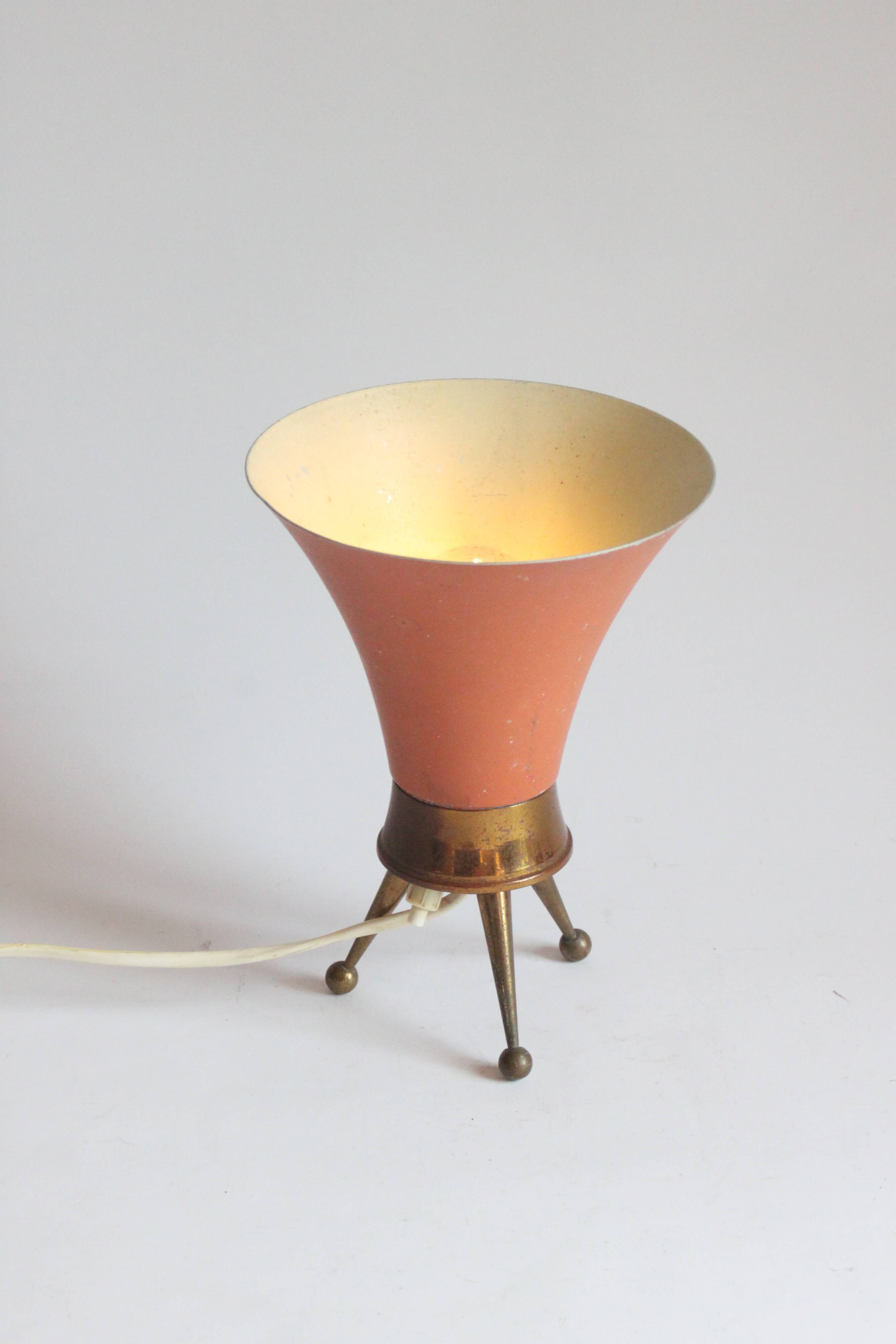 Brass tripod table lamp, 1950s