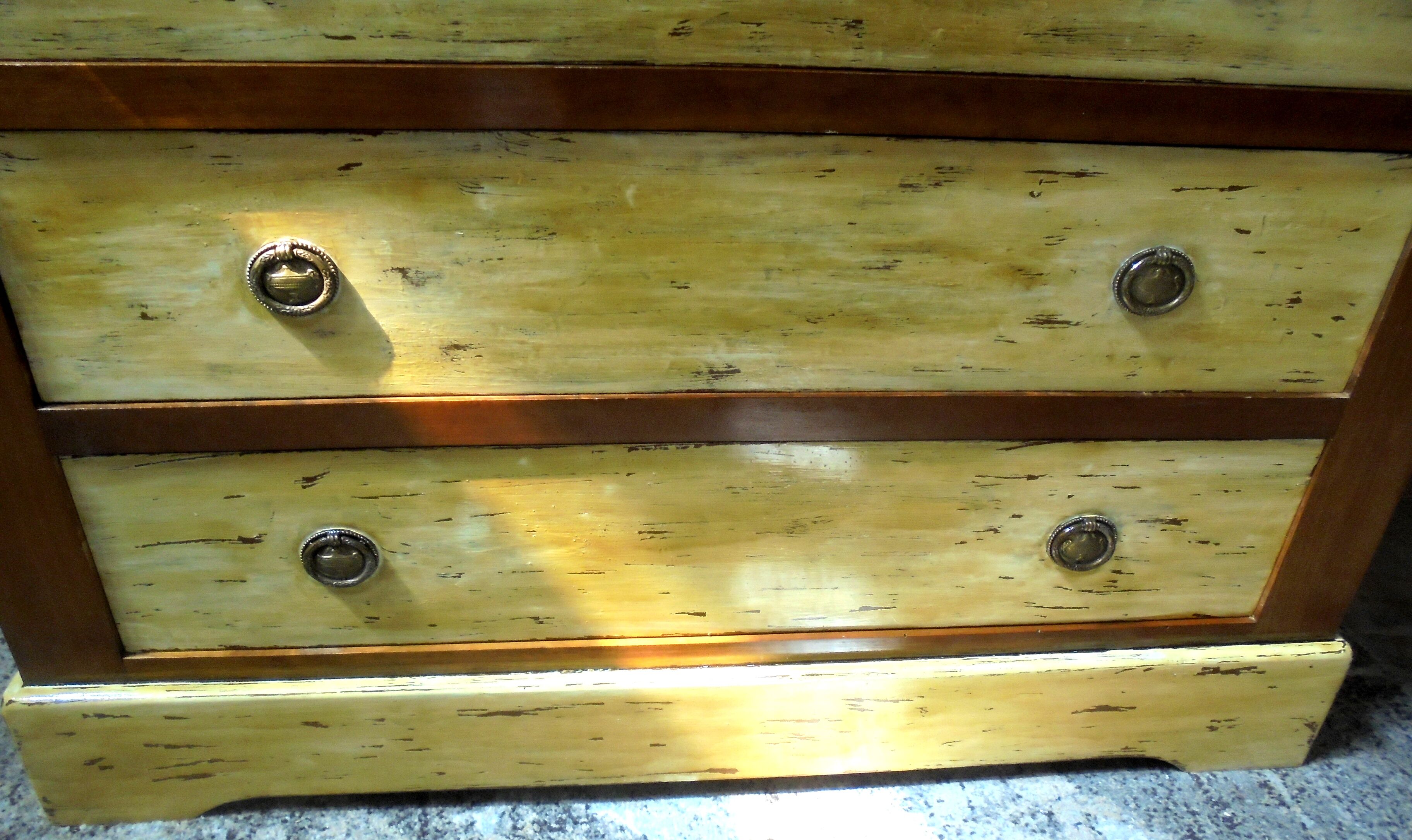 Wood and paint chest of drawers