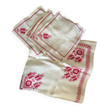 Hand embroidered linen tablecloth and napkins