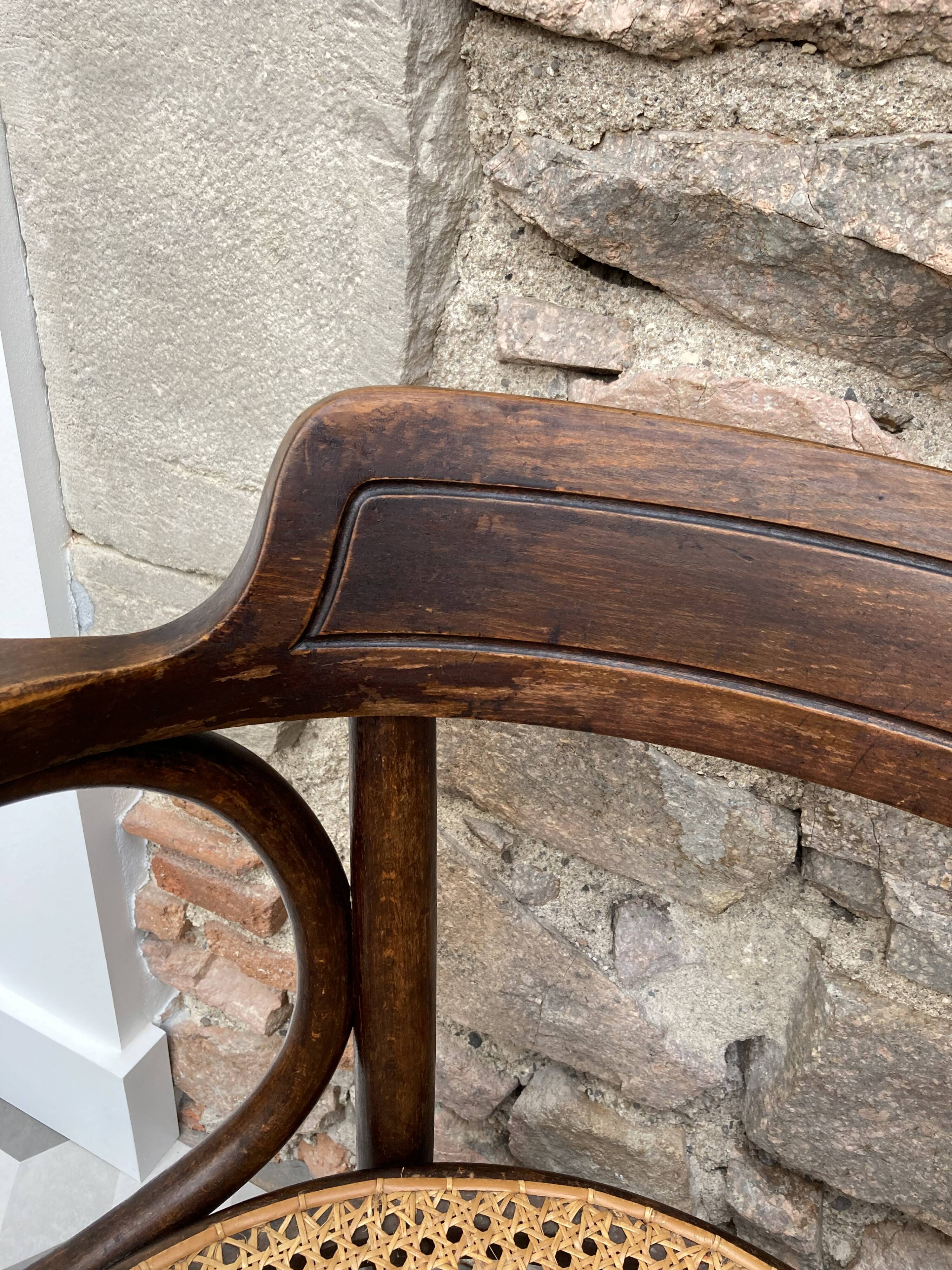 armchair signed Fischel wood turned early 20th century