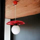 Mid-Century Kitchen Table Hanging Lamp in Red Plastic, 1960s