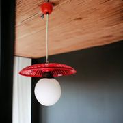 Lampe à Suspension de Table de Cuisine Mid-Century en Plastique Rouge, 1960s