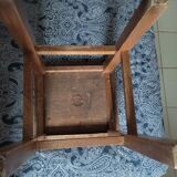 Stool solid wood seat, feet varnished patinated