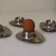 4 stainless steel space age vintage egg cups