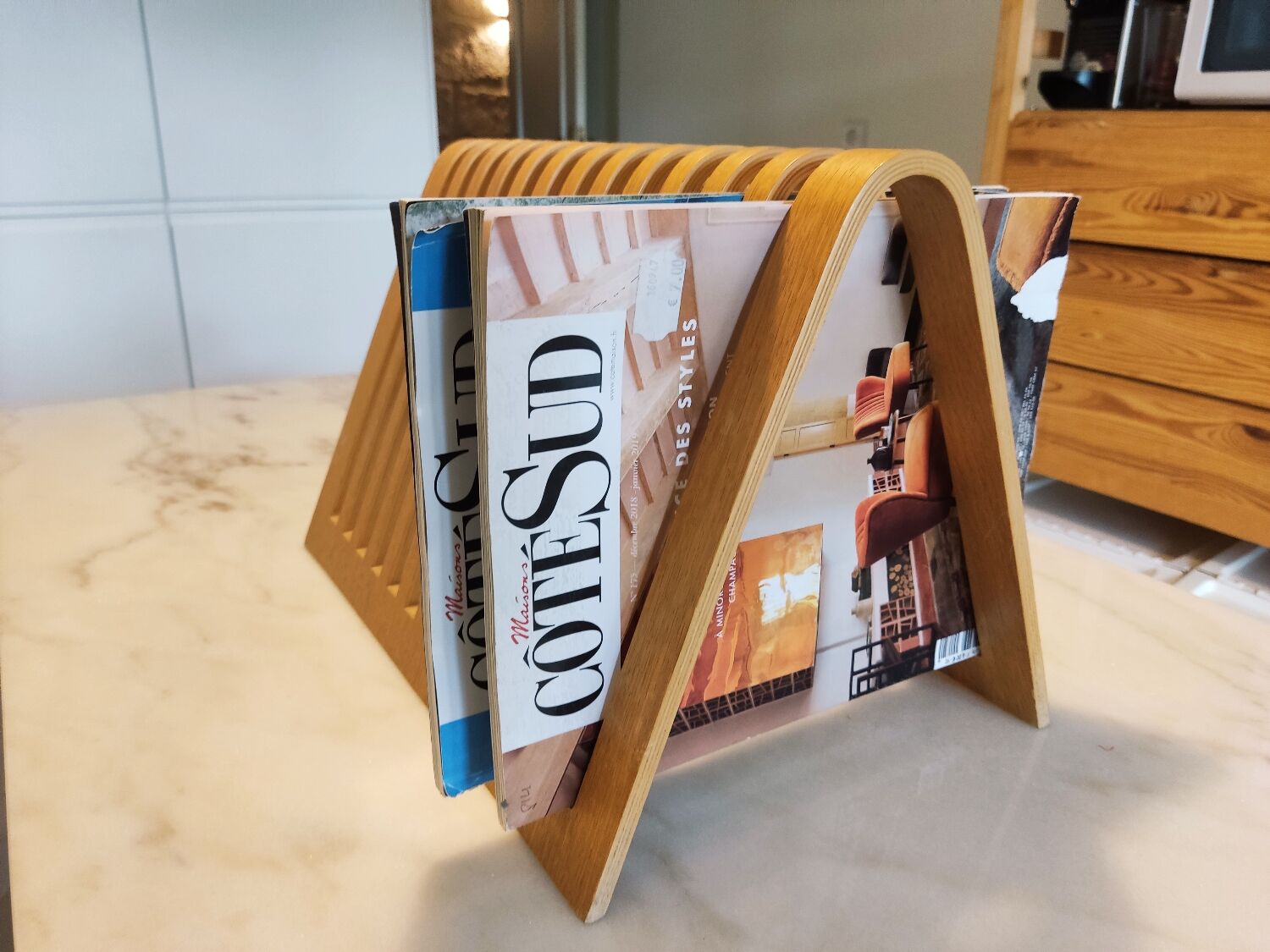 Habitat 1980s 90s bent plywood magazine rack